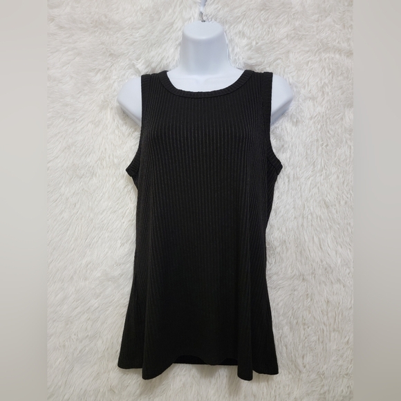 Michael Kors Ribbed Viscose  Black Tank Top Large - Picture 3 of 11